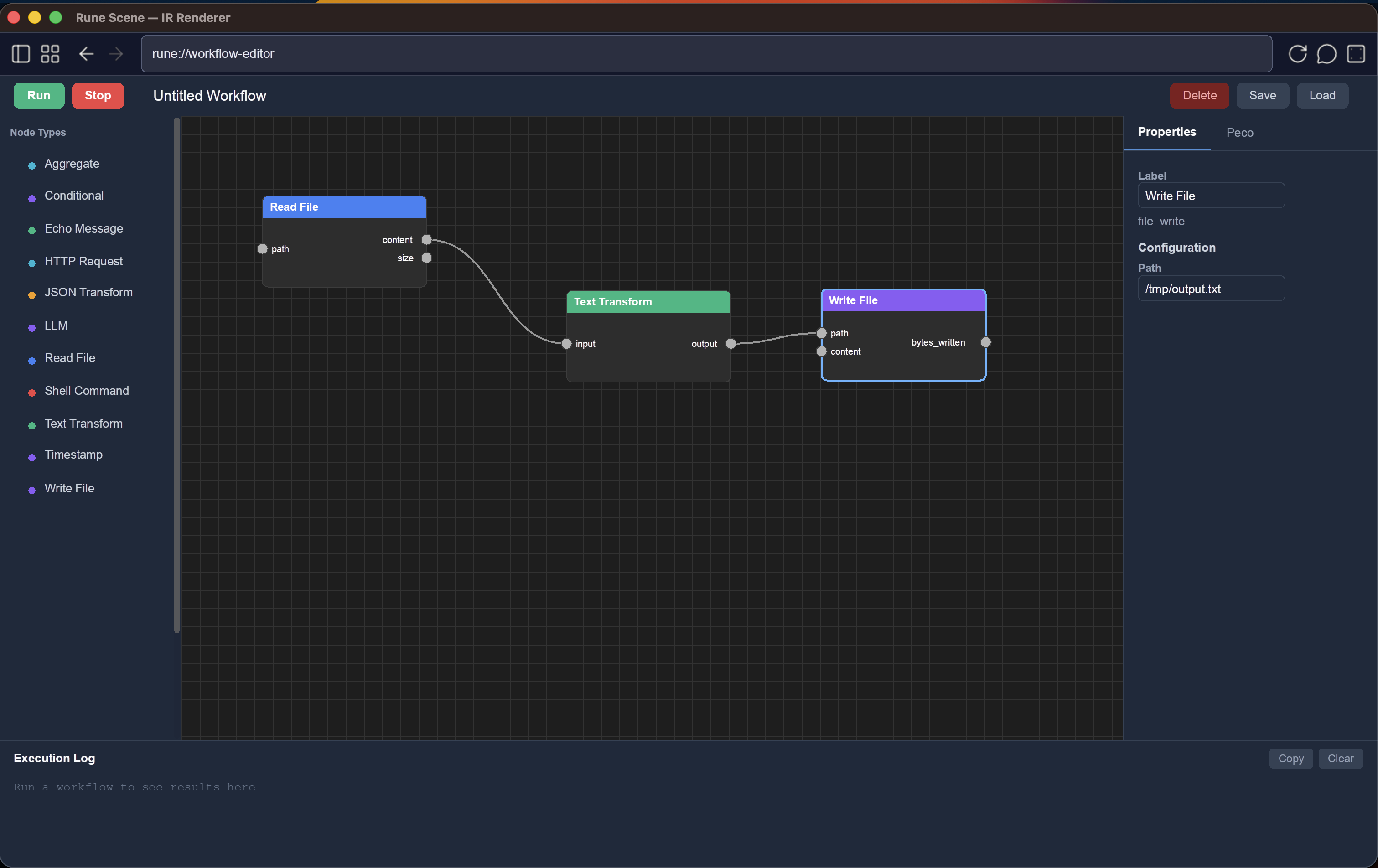 Workflow editor built in Rune