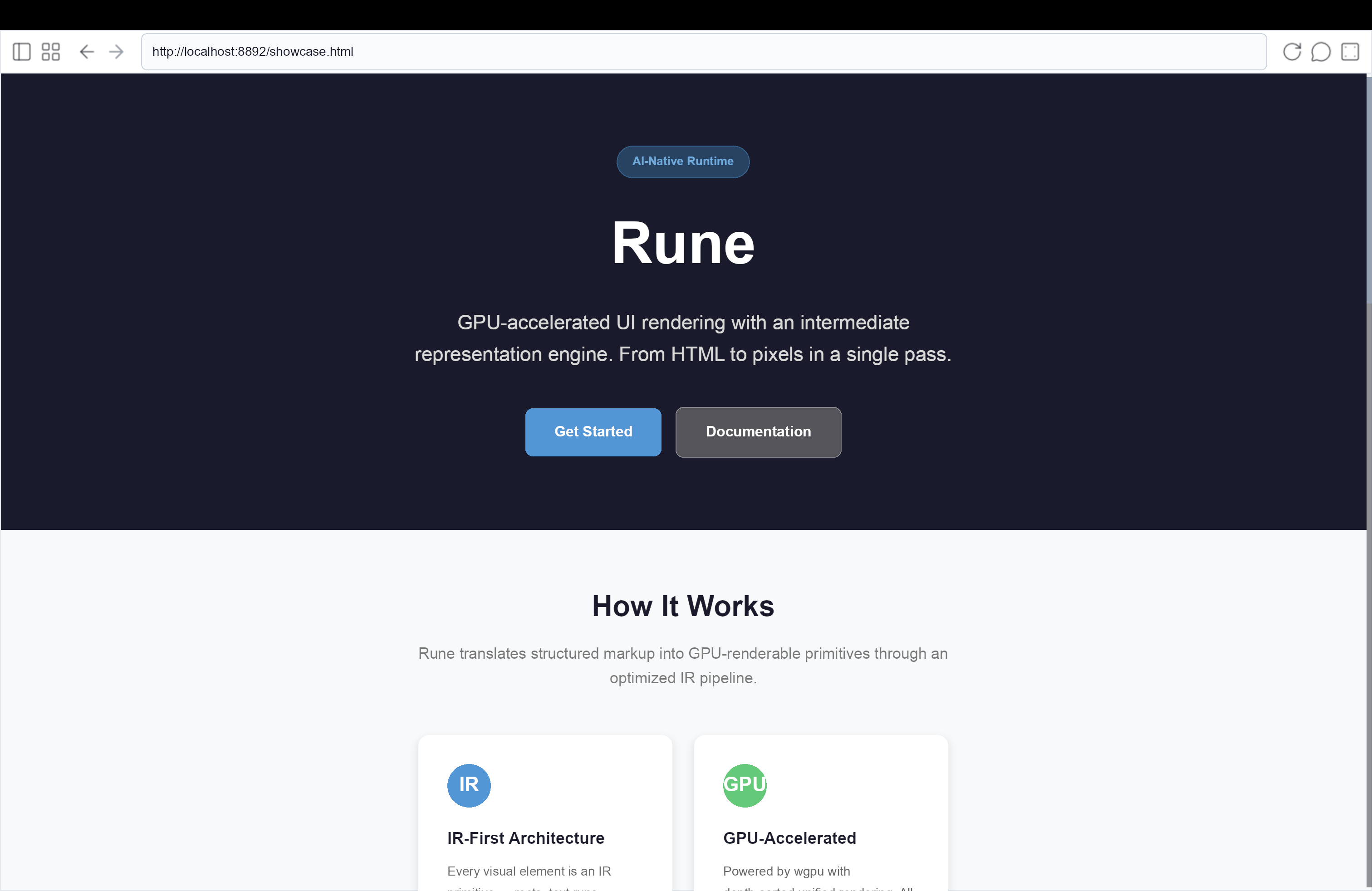 HTML website rendered natively in Rune